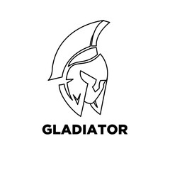 Fototapeta premium Spartan Gladiator Helmet Outline Icon Design for Branding