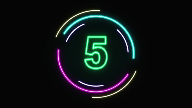 10 second countdown neon. ten second countdown timer with glowing colorful circles
