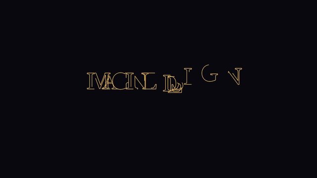 Gold typography animation: imagine text reveal on 4k black background