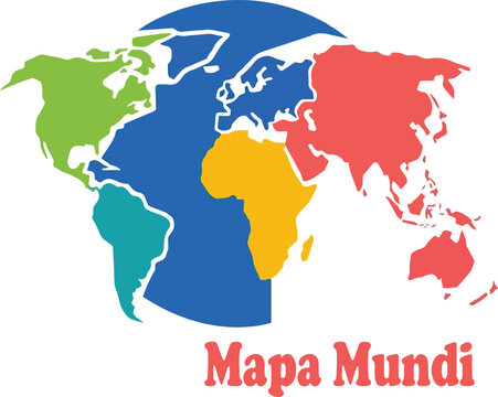 mapa mundi colores logo vector white background .
