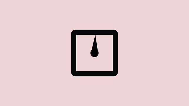 Square Minimalist Clock Icon with Rotating Hands Animation Loop