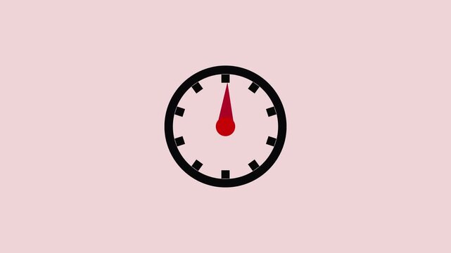 Modern Circular Analog Clock Icon Animation with Red Center Accent