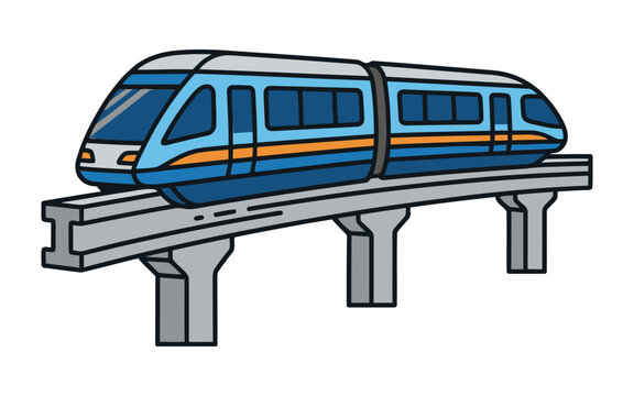 Modern Monorail Train Vector Illustration