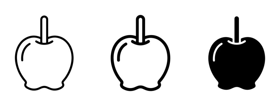 Candy Apple Icons, Toffee Apple Vector Graphics, Sweet Treat Illustrations