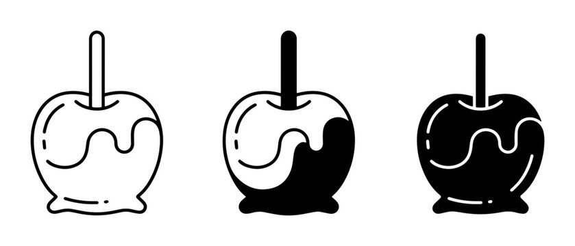 Candy Apple Icons, Sweet Treat Vector Graphics, Confectionery Food Illustrations