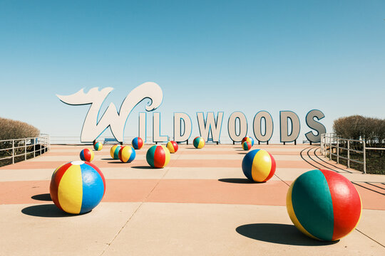 Wildwoods Beach Ball Sign in Wildwood, New Jersey