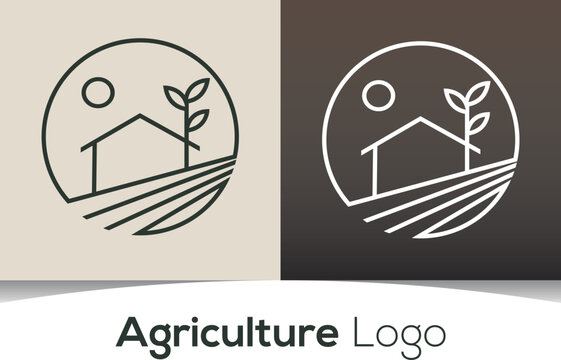 Agriculture Logo, Organic, Cultivate, Farm, Farmer, Harvest, Leaf, Plants, Green, Farming, logo design