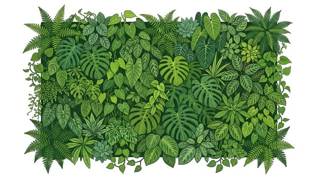 Vertical Living Wall Garden Texture &mdash; Emerald Jade Olive Green Architecture Lush Vector