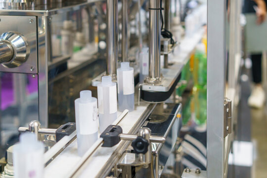 White Plastic Bottles on Automated Production Line
