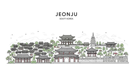 Fototapeta premium Jeonju Skyline, South Korea - Traditional Architecture and Landmarks