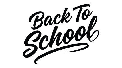Back to school cursive decorative typography design with sweeping underline, black text on white background, elegant lettering illustration symbolizing education, learning, and season start © Clipzax