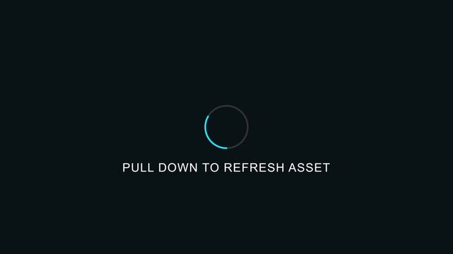 Pull down to refresh asset loading spinner animation on dark 4k background, update