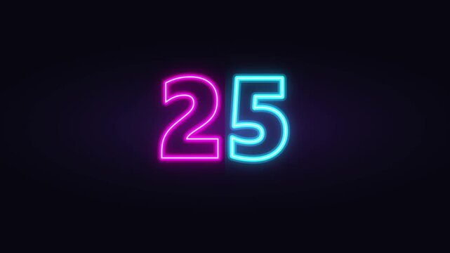 30 Second Countdown Neon. Neon thirty second countdown on dark background