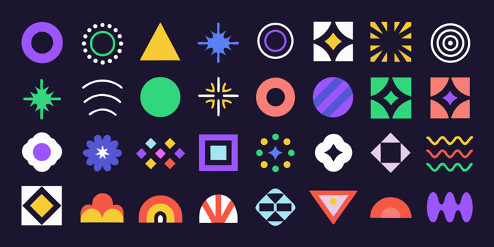 Geometric Abstract Icons A Colorful Collection Of Flat Vector Shapes