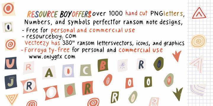 Cut out ransom note alphabet letters and symbols vector illustration