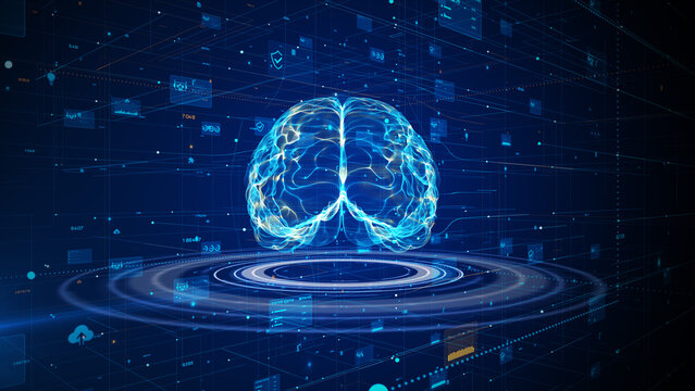 Agentic AI Brain Operating Across A Digital Network With Autonomous Intelligence, Multi Agent Systems, Data Processing And Future Computing Technology, 3d Rendering