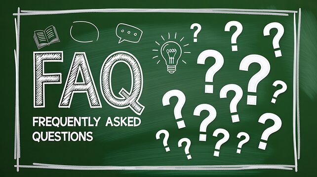 Frequently asked questions concept on chalkboard with question marks and light bulb