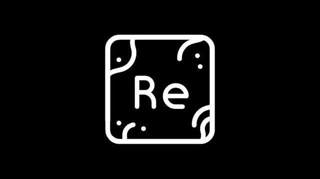 Periodic table element symbol Re for Rhenium with atomic number 75