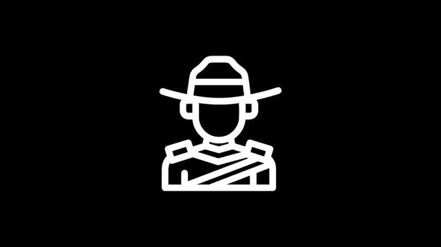 Icon of a Canadian Mountie in uniform with a hat and sash, representing law enforcement