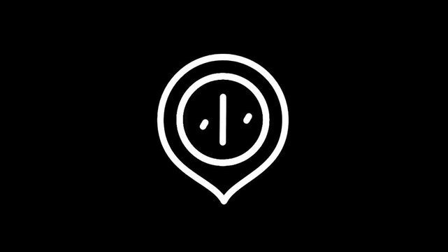 Abstract minimalist white compass pin icon on a black background, representing navigation and direction