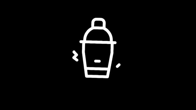 Simple white outline of a cocktail shaker on a black background