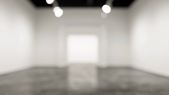 Minimalist Empty Modern Museum Gallery Entirely Out of Focus Creating a Soft Bokeh of White Walls