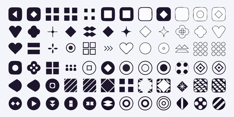 Fototapeta premium Geometric Icons Collection Flat Dark Blue Shapes On White Background