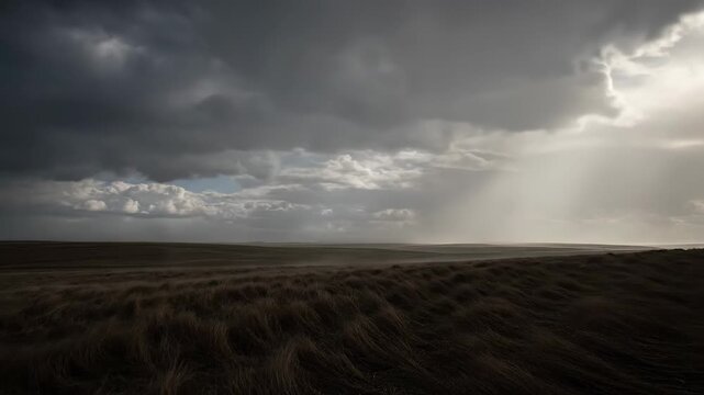 The vast grassland sky and cloud landscape, the changing grassland wind and clouds are delayed