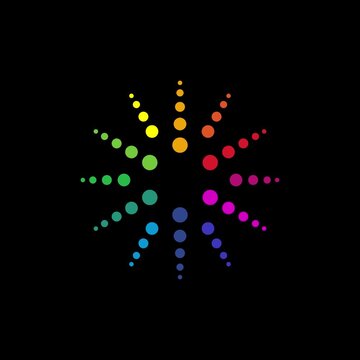 animated gif video of colorful polka dots rotating transparent loading
