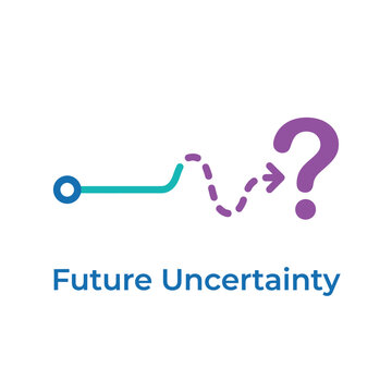 Future uncertainty concept with a winding path leading to a large question mark representing business risk and strategic ambiguity