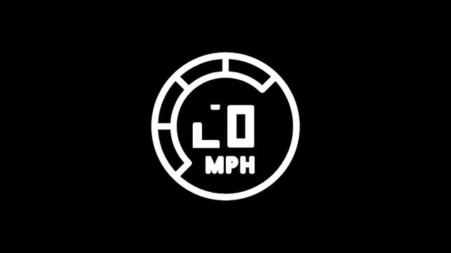 Speedometer icon showing 20 MPH on a black background, minimalist design
