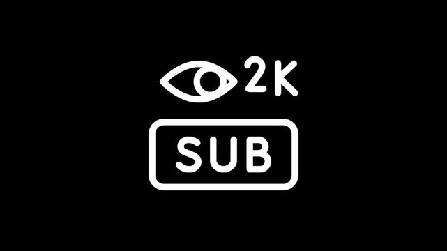 Icon representing 2k subscribers and views on a dark background