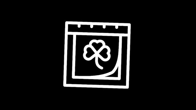 Hand drawn calendar page with a shamrock symbol for St. Patrick's Day celebration