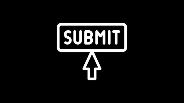 Clickable submit button icon with cursor arrow pointing to it on black background