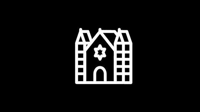 Icon of a synagogue with a Star of David, representing Jewish faith and community buildings