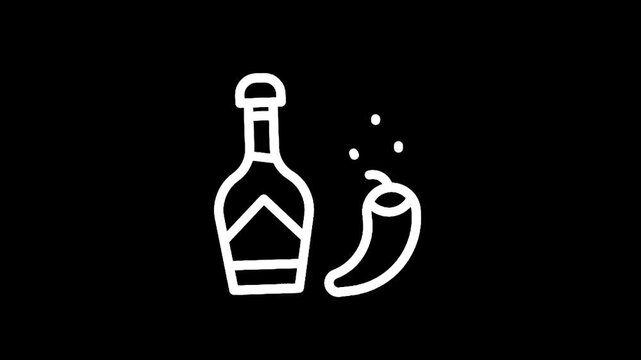 Icon of a bottle and a chili pepper on a black background