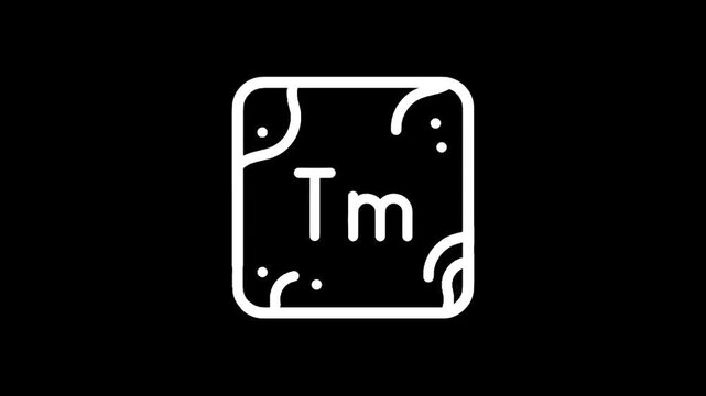Thulium element symbol Tm with atomic number 69 on a black background