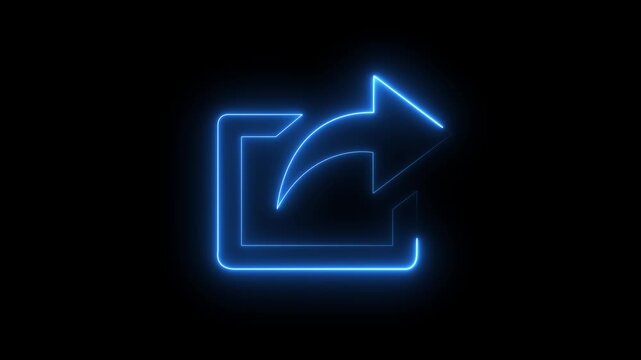 Futuristic neon blue sharing icon animation with smooth Network, Social Media Sharing, Data Transfer, Cloud Connection...