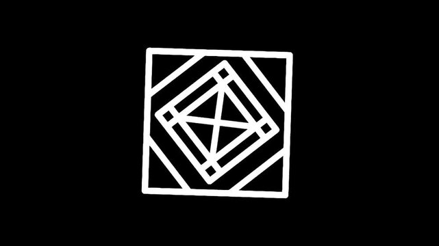 Abstract geometric pattern with white lines on a black background, creating a sense of depth