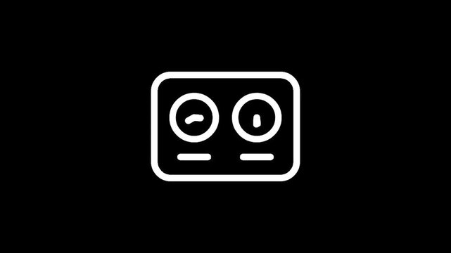 Simple white icon of a dual time zone clock on a black background