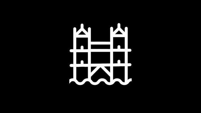 Iconic Tower Bridge silhouette in white outline on a black background
