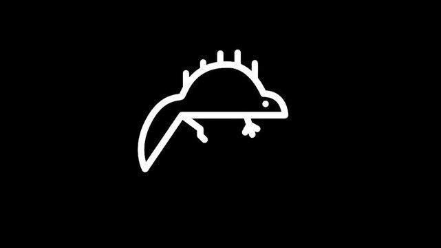 Minimalist white outline of a gecko on a black background, simple and clean design
