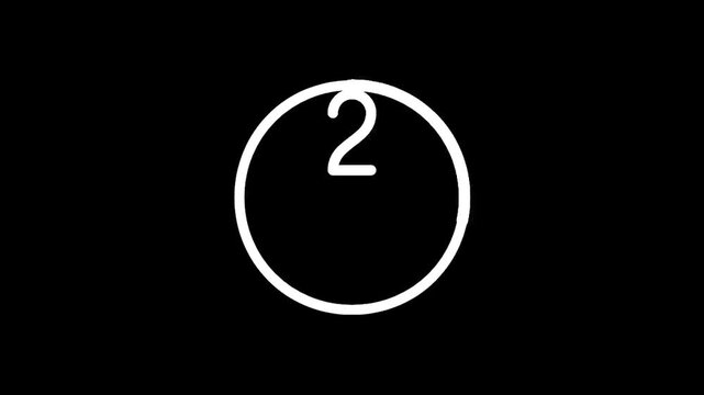 Minimalist white circle with the number two inside on a black background