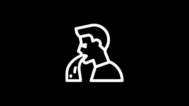 Stylized icon of a person vomiting, representing illness or discomfort