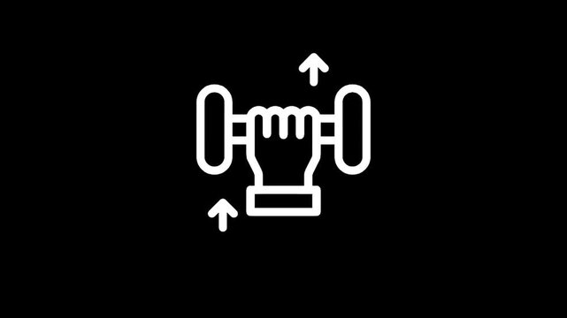 Icon of a hand holding a dumbbell with upward arrows indicating movement