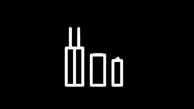Three white battery icons of varying sizes on a black background, representing energy levels