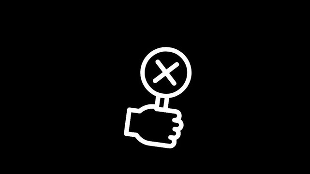 Hand holding a sign with a cross mark, symbolizing rejection or incorrect answer