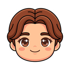 Cute Chibi Boy Face Sticker Vector Illustration, Anime Cartoon Character Avatar Design