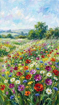 Original oil painting of flowers Wildflowers.