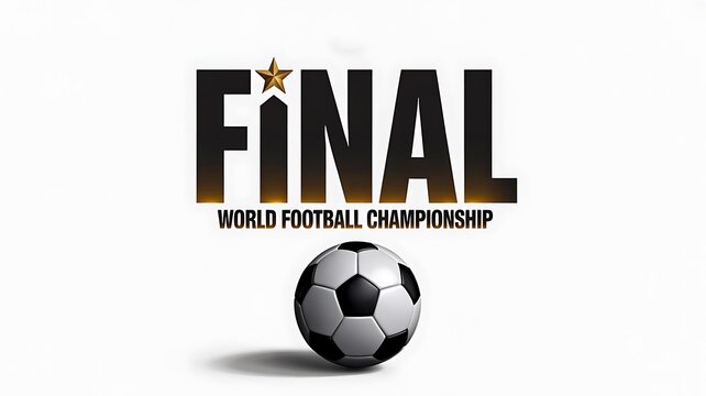 Final world football championship match with soccer ball on white background